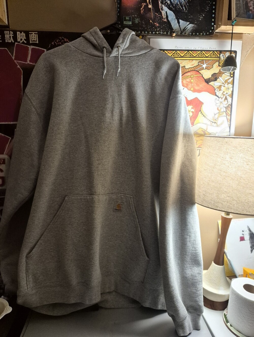 Carhartt Heather Gray Hooded Pullover Sweatshirt XL TALL